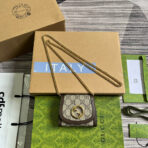 BLONDIE INTERLOCK MINI SHOULDER BAG 12 IN BEIGE CANVAS AND DARK BROWN  TRIM - Image 2