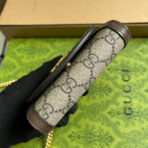 BLONDIE INTERLOCK MINI SHOULDER BAG 12 IN BEIGE CANVAS AND DARK BROWN  TRIM - Image 6