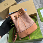 GG OPHIDIA MINI 19 BUCKET LIGHT PINK CANVAS AND - Image 4