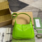 JACKIE SMALL SHOULDER BAG 27 IN LIME GREEN CRACKED LACQUER  GOLD HARDWARE - Image 3