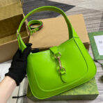 JACKIE SMALL SHOULDER BAG 27 IN LIME GREEN CRACKED LACQUER  GOLD HARDWARE - Image 8