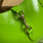 JACKIE SMALL SHOULDER BAG 27 IN LIME GREEN CRACKED LACQUER  GOLD HARDWARE - Image 10