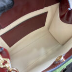 DIANA SMALL TOTE BAG 27 WITH WEB IN WINE RED LACQUER  BAMBOO HANDLE - Image 3