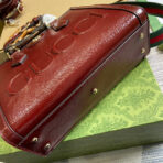 DIANA SMALL TOTE BAG 27 WITH WEB IN WINE RED LACQUER  BAMBOO HANDLE - Image 5