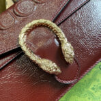 DYONYSUS SMALL SHOULDER BAG 28 IN WINE RED LACQUER EMBOSSED  SILVER HARDWARE - Image 5