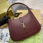 JACKIE MEDIUM SHOULDER BAG 35 IN WINE RED  GOLD HARDWARE - Image 9