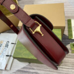 HORSEBIT 1955 SHOULDER BAG 25 IN WINE RED LAMBSKIN GOLD HARDWARE - Image 4