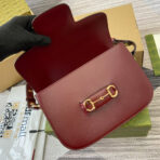 HORSEBIT 1955 SHOULDER BAG 25 IN WINE RED LAMBSKIN GOLD HARDWARE - Image 6