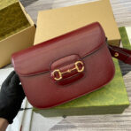 HORSEBIT 1955 SHOULDER BAG 25 IN WINE RED LAMBSKIN GOLD HARDWARE - Image 7