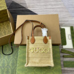 MINI 18 LOGO RAFFIA TOTE BAG - Image 3