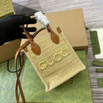 MINI 18 LOGO RAFFIA TOTE BAG - Image 2