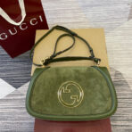 BLONDIE MEDIUM SHOULDER BAG 32 IN JUNIPER GREEN  AND SUEDE GOLD HARDWARE - Image 2