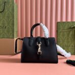 JACKIE SMALL TOTE BAG 24 IN BLACK  GOLD HARDWARE