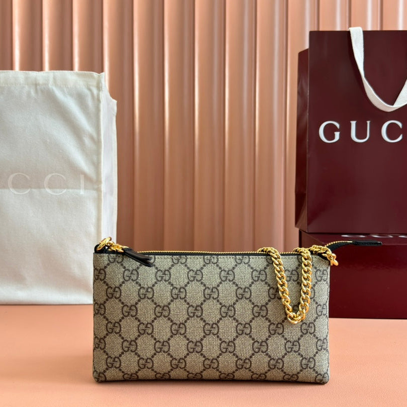 img_89648692_20241102_i1730543621_9798_7_jpg_1800x1800_a1c7398c-697c-4cda-9401-ff720161df99.jpg RUBBER EFFECT SMALL WALLET ON CHAIN 22.5 IN BEIGE AND DARK BROWN GG - Image 1