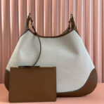 B LARGE SHOULDER BAG 49 IN NATURAL CANVAS AND BROWN - Image 2