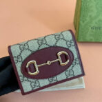 HORSEBIT 1955 CARD CASE WALLET 11 IN BEIGE DARK BROWN NEW GG AND ROSSO ANCORA RED