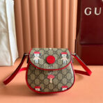 CHILDREN'S PRINTED GG SHOULDER BAG IN BEIGE AND DARK BROWN GG CANVAS RED TRIM - Image 2