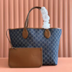 LARGE TOTISSIMA REVERSIBLE TOTE 30.5 IN DARK BLUE DENIM ONE SIDE GREY SUEDE - Image 2