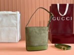 73 SMALL BUCKET BAG 20 IN GREEN SOFT SUEDE AND - Image 4