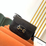 GG 1955 Horsebit Bag 25cm Black Crocodile Leather Gold Hardware - Image 2