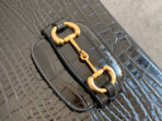 GG 1955 Horsebit Bag 25cm Black Crocodile Leather Gold Hardware - Image 5